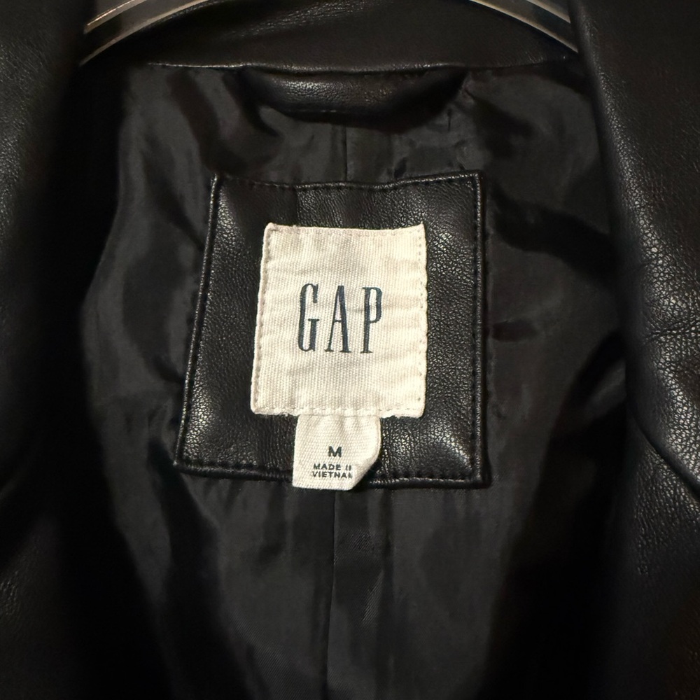GAP Women's Black Faux Vegan Leather Moto Jacket - Picture 3 of 3